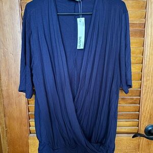Woman’s BloomChic Navy Blue Drape Blouse Top - NWT - XL - 14/16